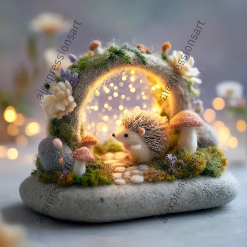 Whimsical Felted Wool Miniature Dioramas