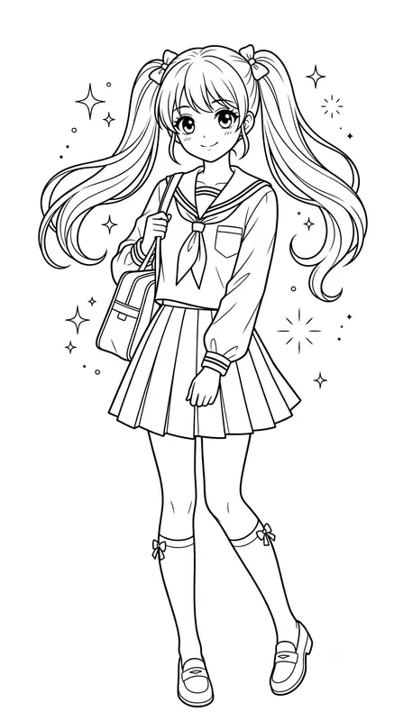 Clean Vector Shojo Coloring Pages