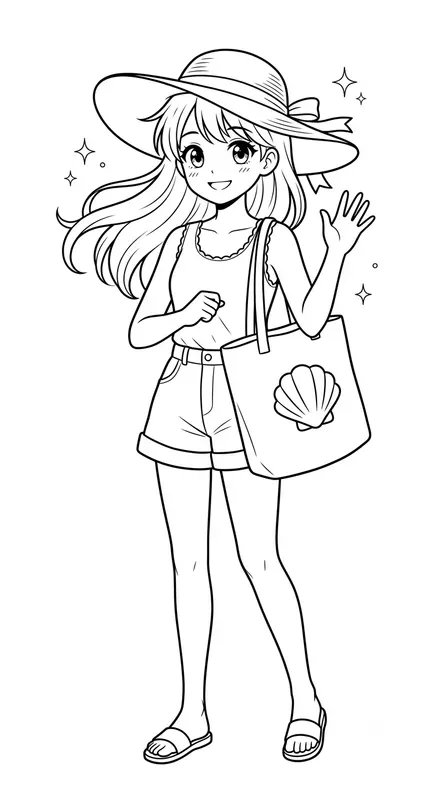 Clean Vector Shojo Coloring Pages