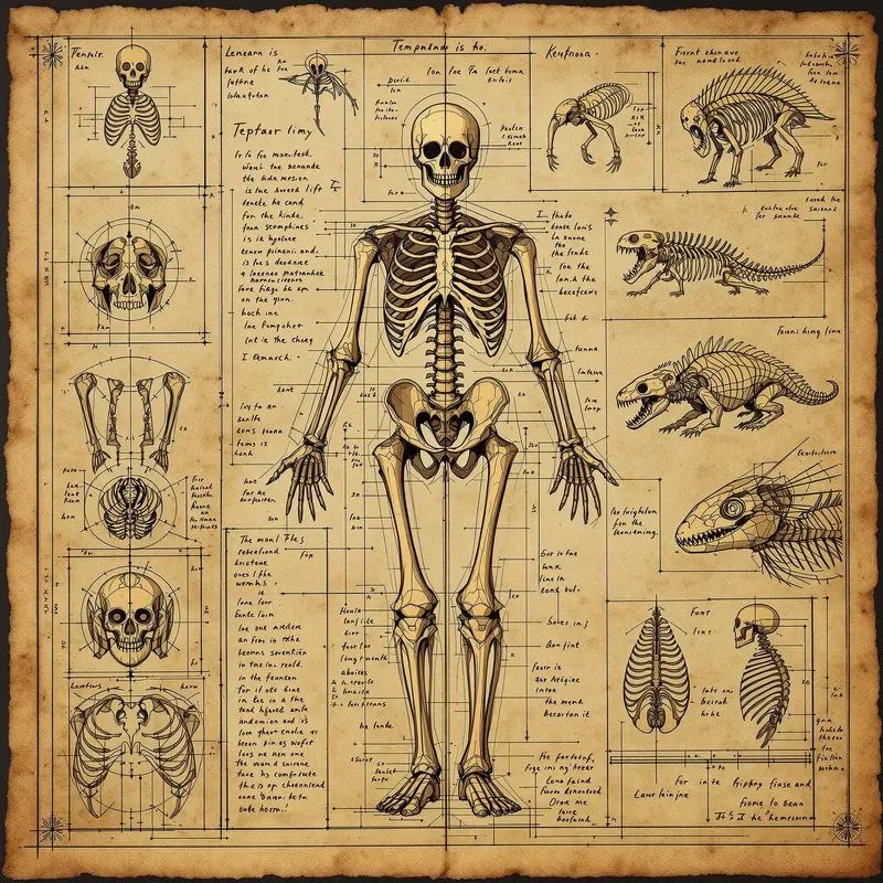 Sketch Parchments Depicting Skeletal Art