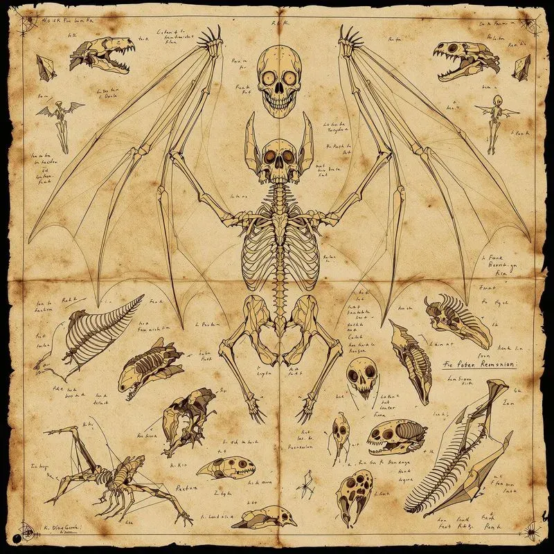 Sketch Parchments Depicting Skeletal Art
