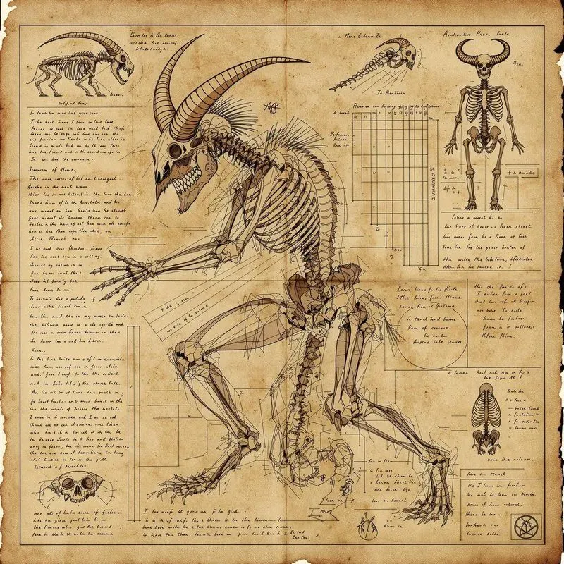Sketch Parchments Depicting Skeletal Art