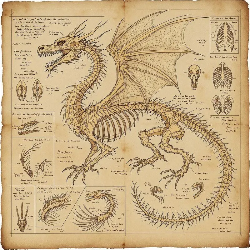 Sketch Parchments Depicting Skeletal Art