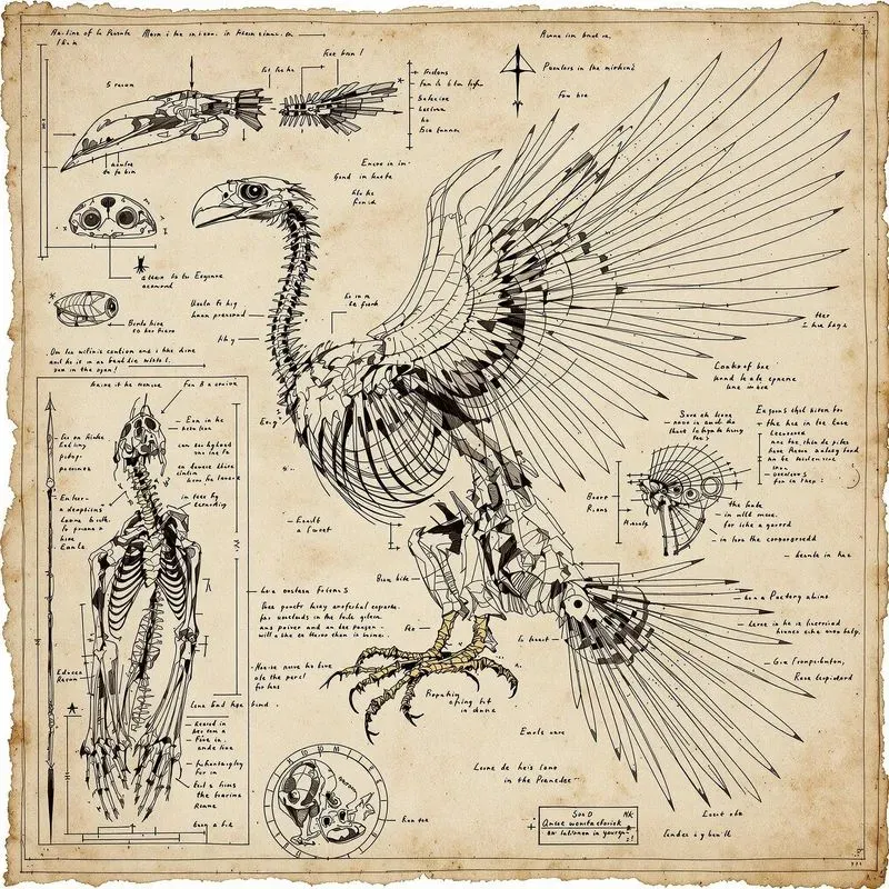 Sketch Parchments Depicting Skeletal Art