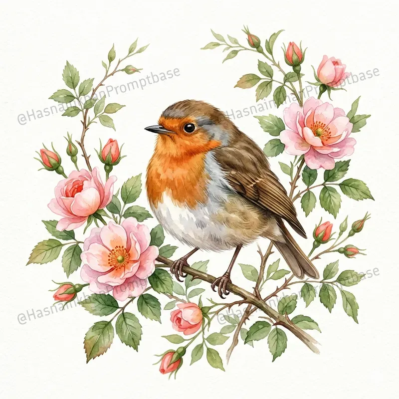 Watercolor Birds And Floral Clipart