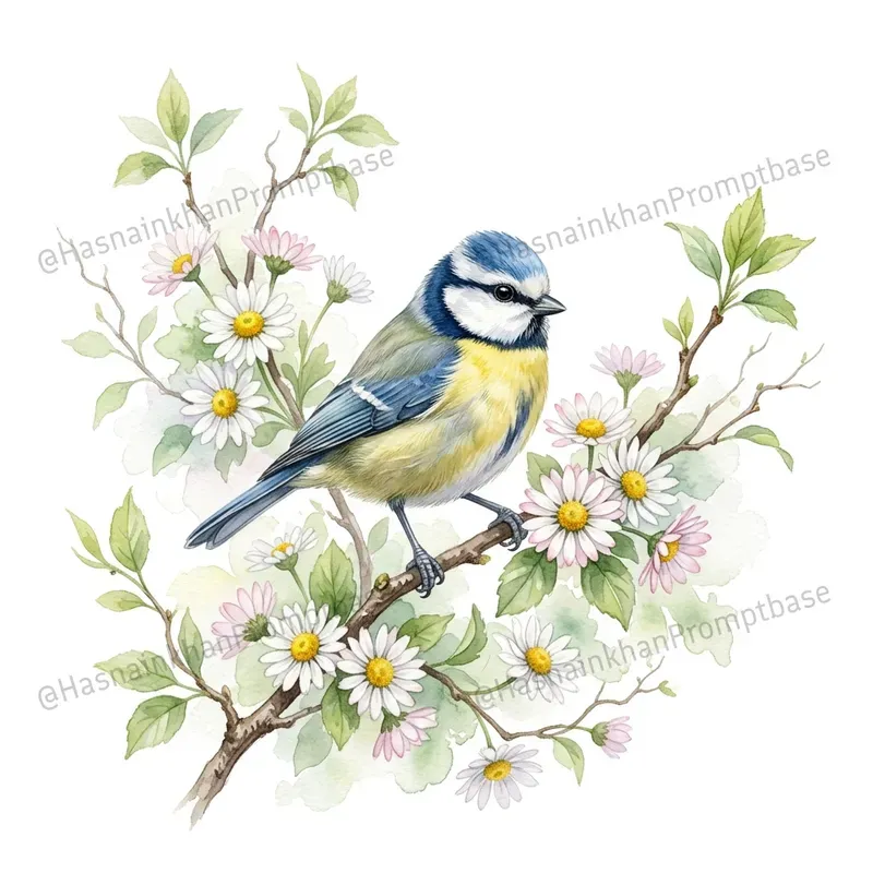 Watercolor Birds And Floral Clipart