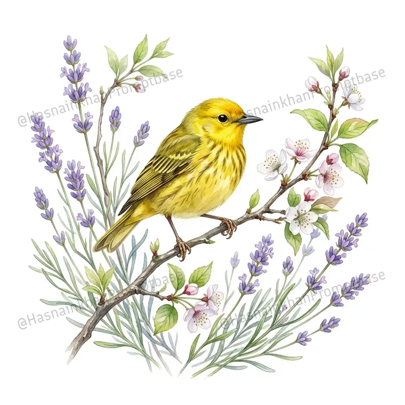 Watercolor Birds And Floral Clipart