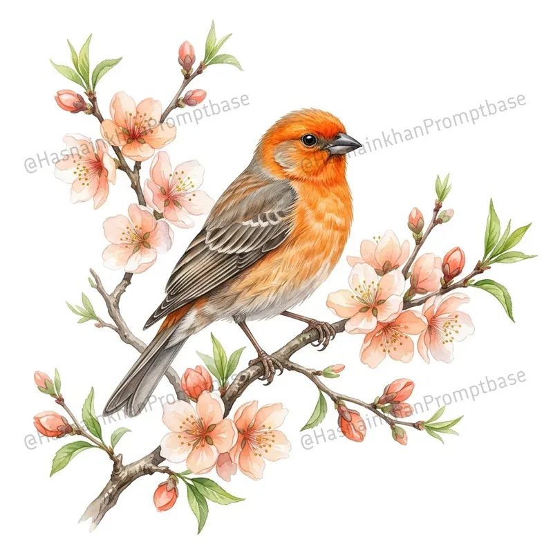Watercolor Birds And Floral Clipart