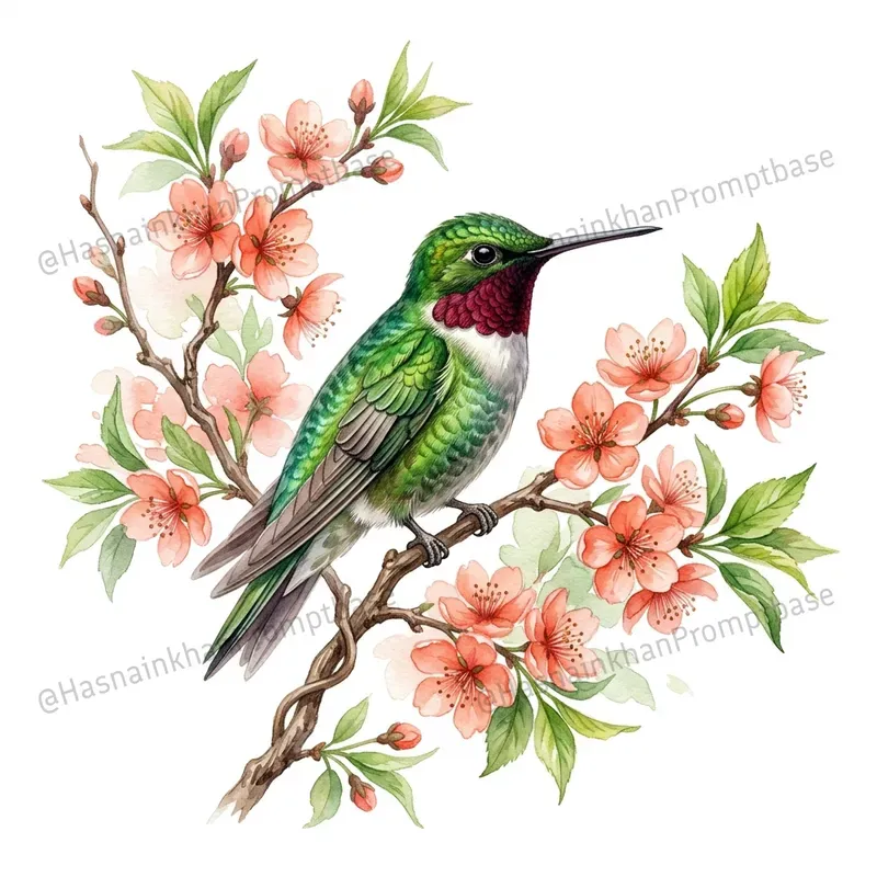 Watercolor Birds And Floral Clipart