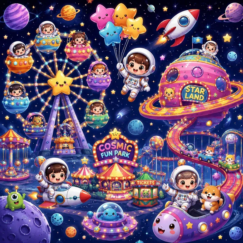 Cosmic Cartoon Space Adventure Worlds