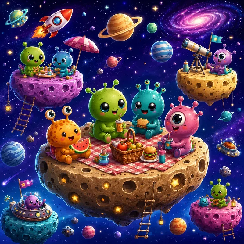 Cosmic Cartoon Space Adventure Worlds