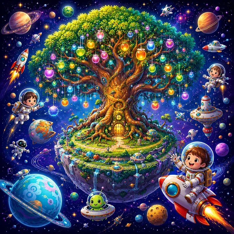 Cosmic Cartoon Space Adventure Worlds