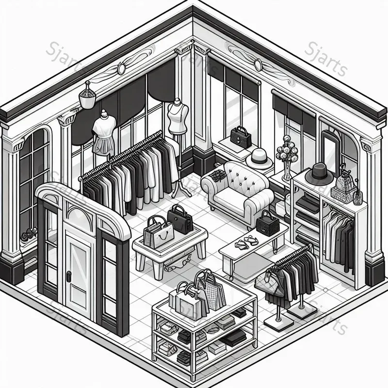 3D Vector Isometric Storefront Colorings