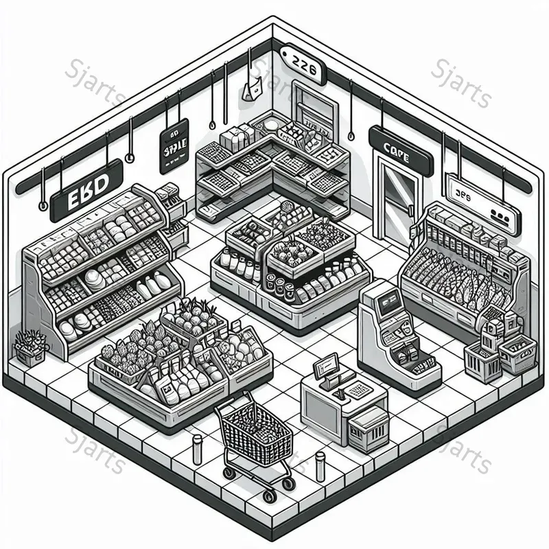 3D Vector Isometric Storefront Colorings