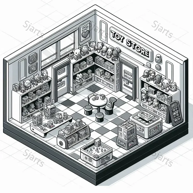 3D Vector Isometric Storefront Colorings