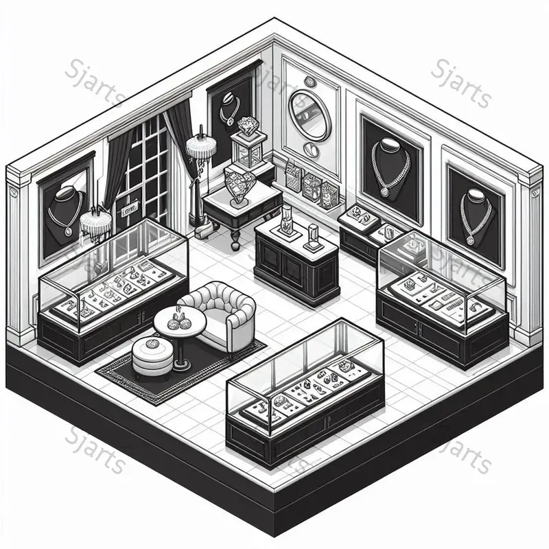 3D Vector Isometric Storefront Colorings
