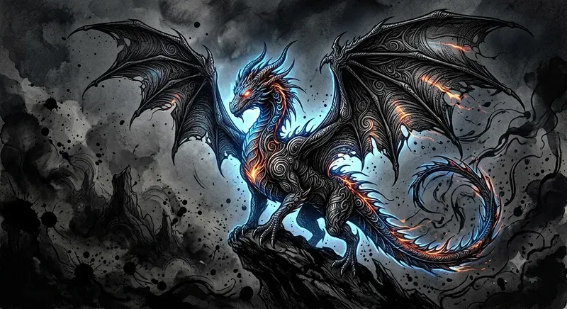 Luminous Dark Fantasy Ink Art