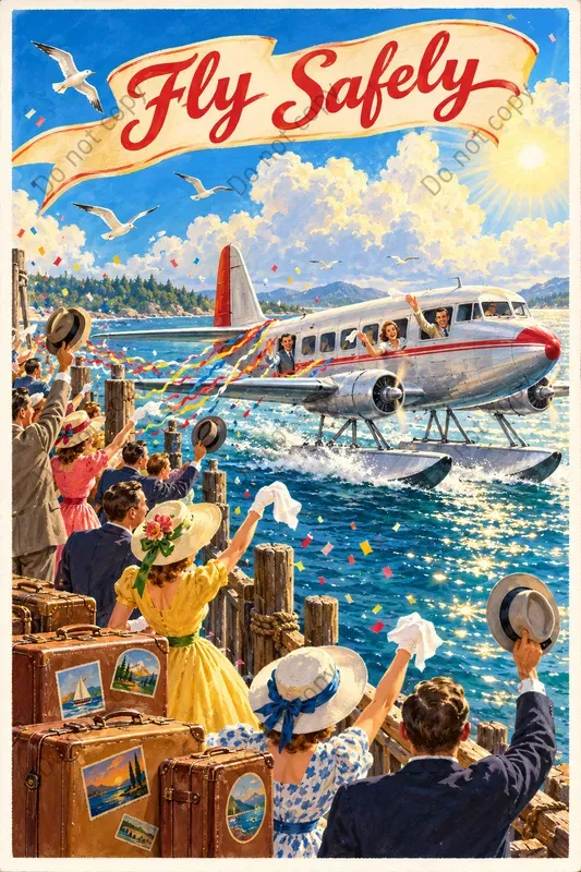 Vintage Bon Voyage Postcard Art
