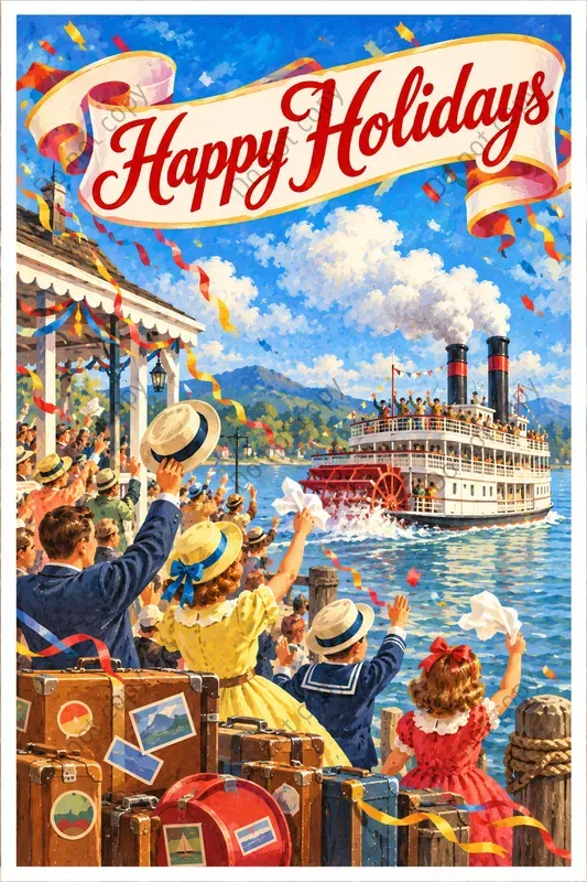 Vintage Bon Voyage Postcard Art