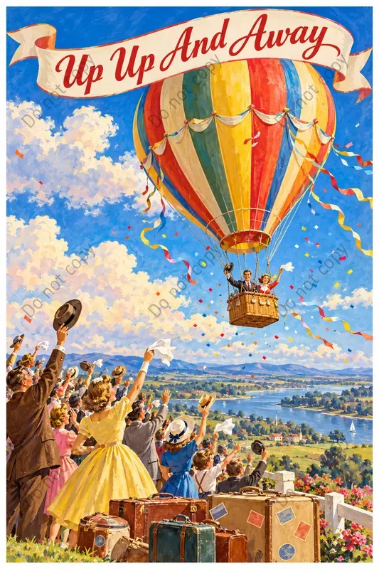 Vintage Bon Voyage Postcard Art