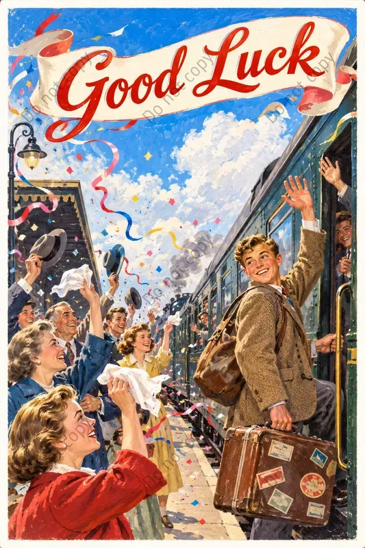 Vintage Bon Voyage Postcard Art
