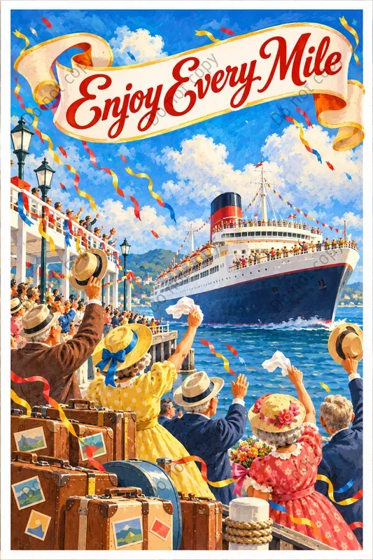Vintage Bon Voyage Postcard Art