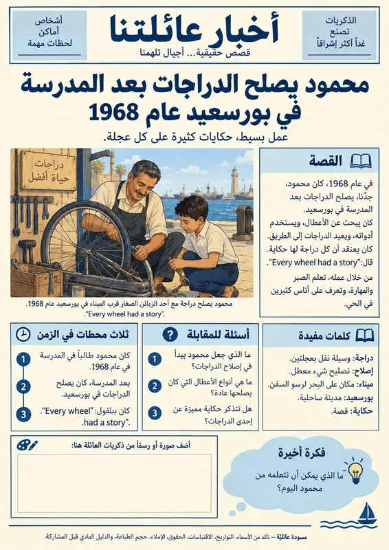 Family Memory Story Newspaper Sheets