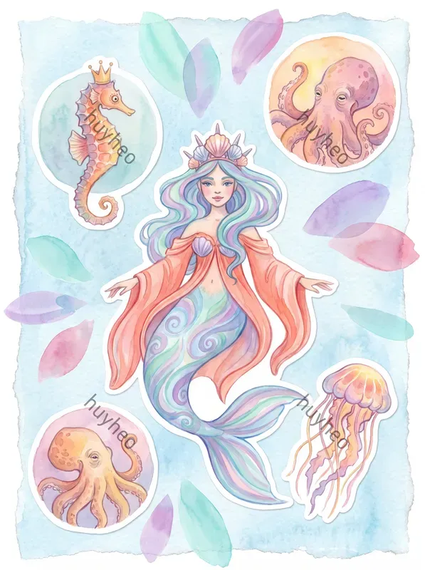 Vibrant Watercolor Anime Collages