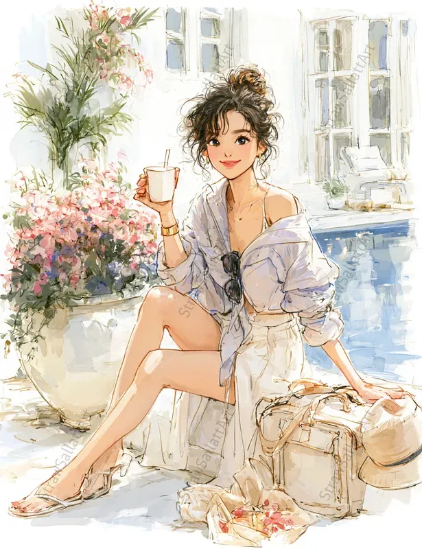 Summer Girls Watercolor Fashion Art