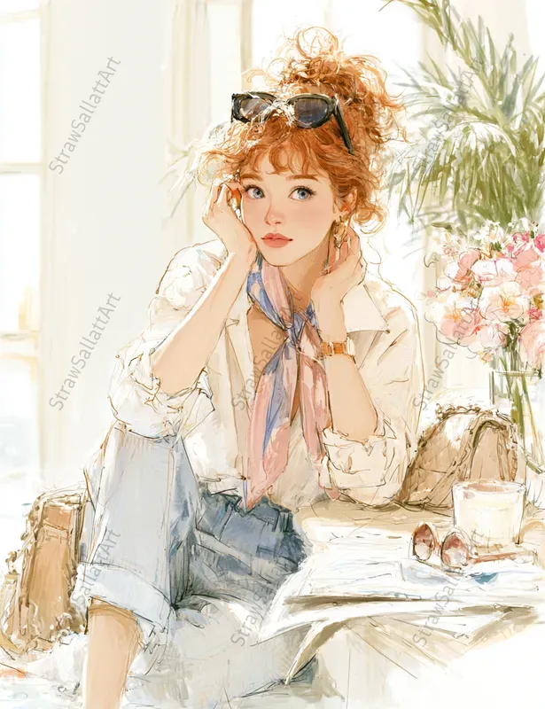 Summer Girls Watercolor Fashion Art