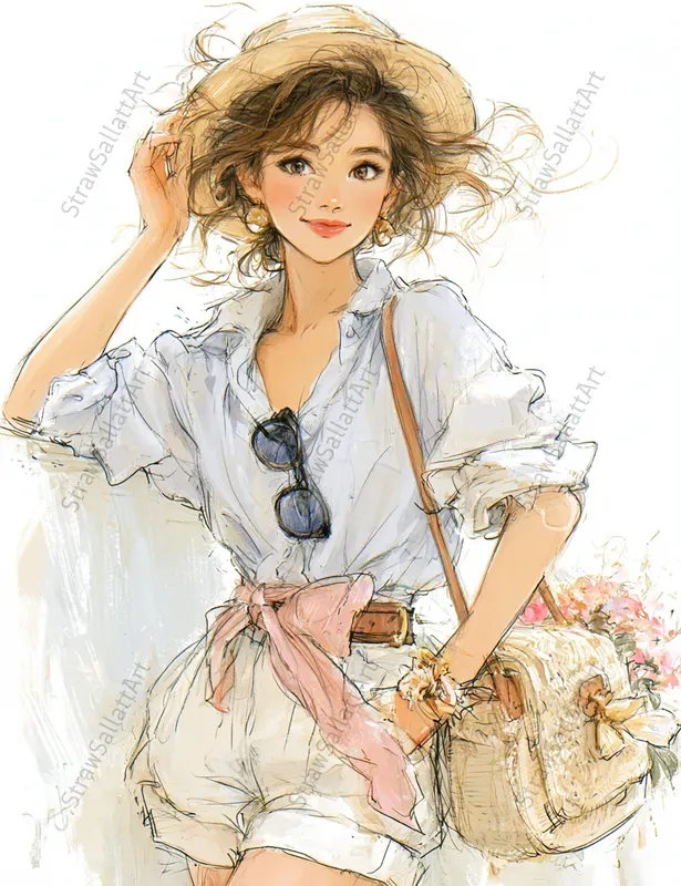 Summer Girls Watercolor Fashion Art