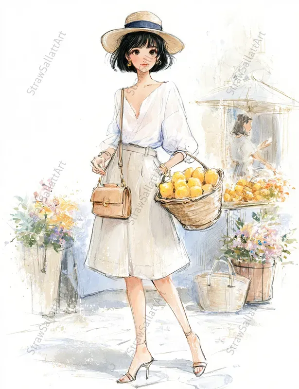 Summer Girls Watercolor Fashion Art