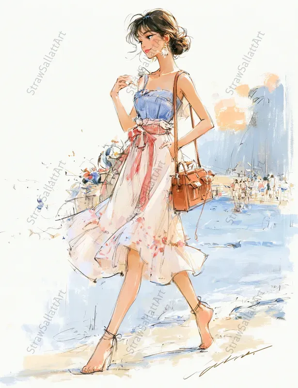 Summer Girls Watercolor Fashion Art