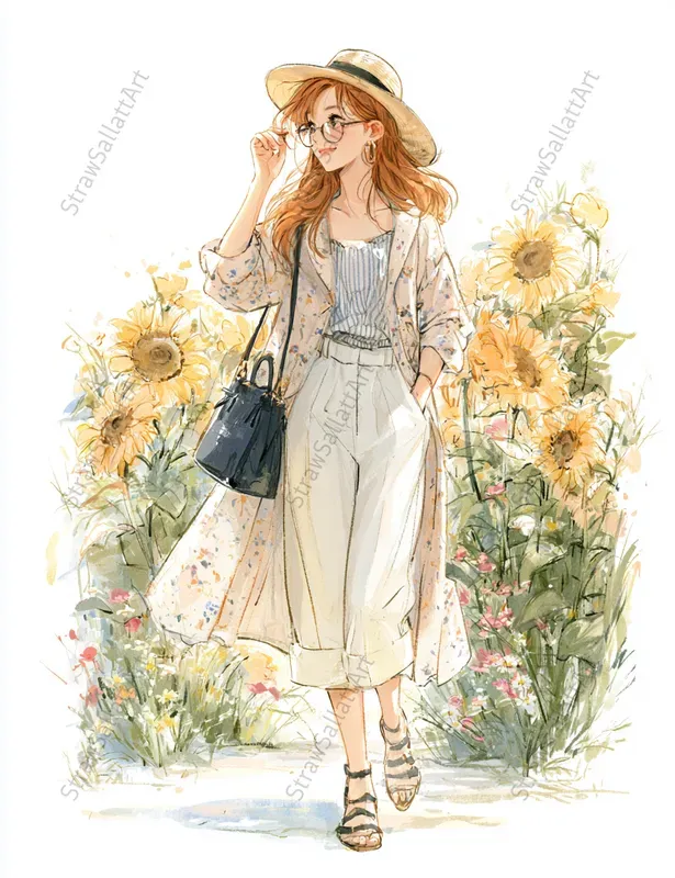 Summer Girls Watercolor Fashion Art