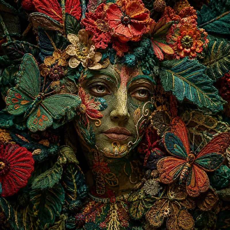 Intricate Textile Mask Portraits
