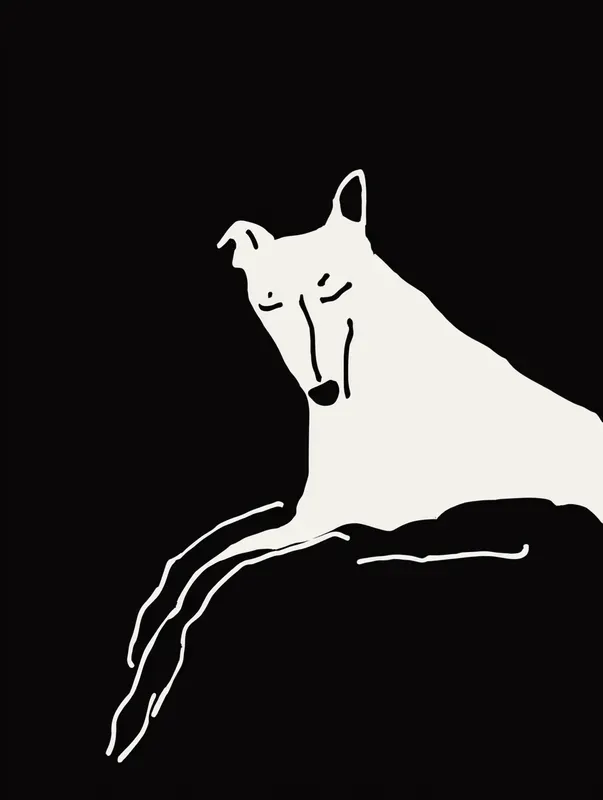 Minimalist Red And Black Line Art