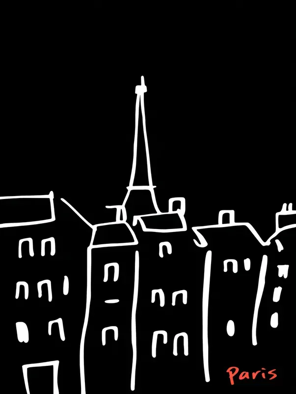 Minimalist Red And Black Line Art