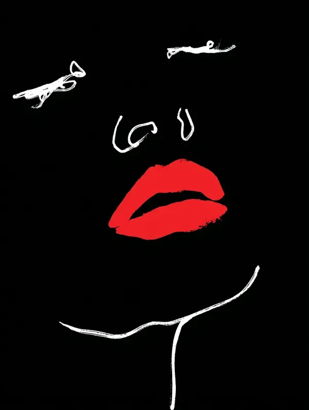 Minimalist Red And Black Line Art