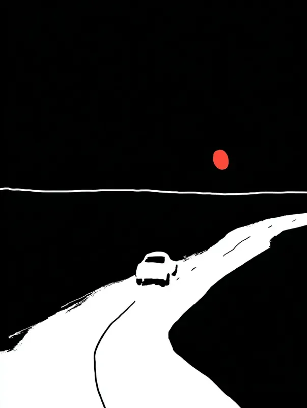 Minimalist Red And Black Line Art