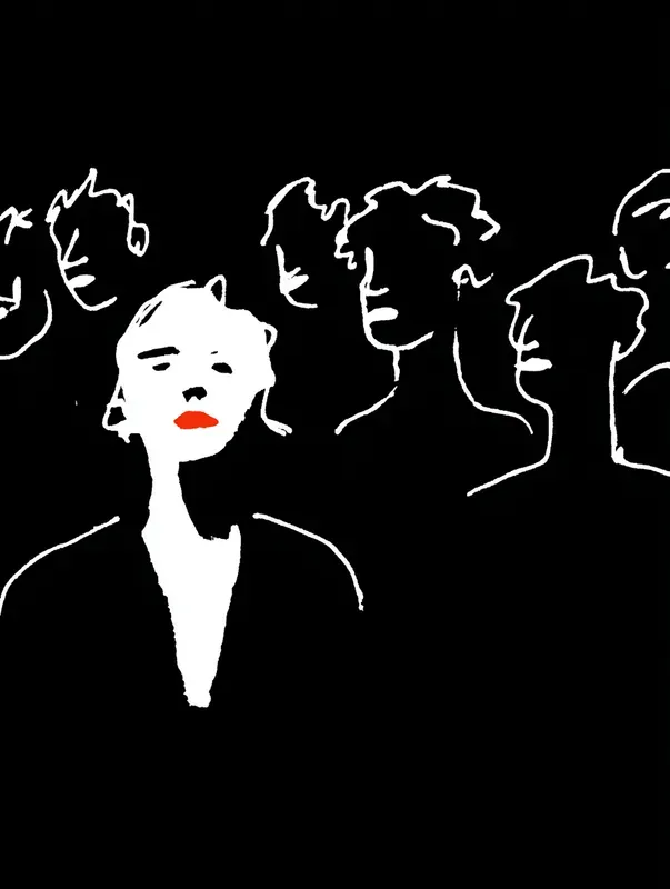 Minimalist Red And Black Line Art