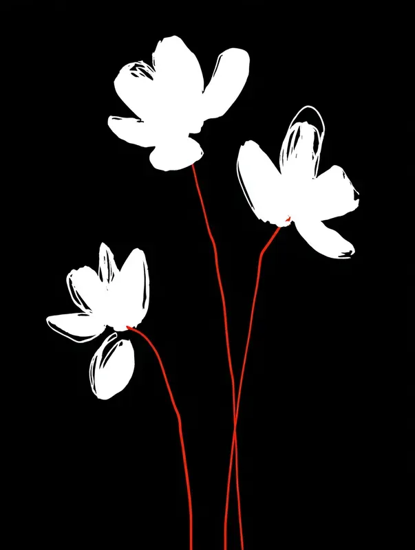 Minimalist Red And Black Line Art