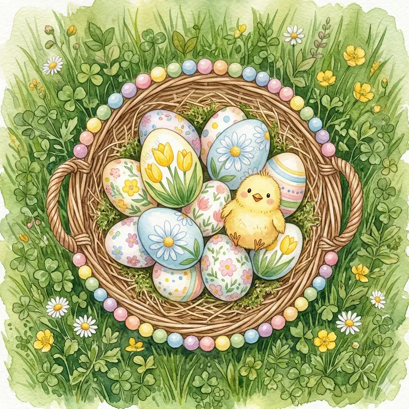 Pastel Watercolor Easter Baskets