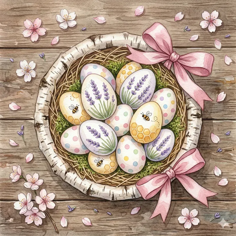 Pastel Watercolor Easter Baskets