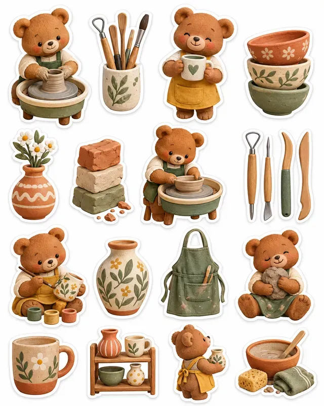 3D Clay Hobby Sticker Sheets