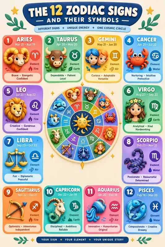 3D Zodiac Infographic Charts