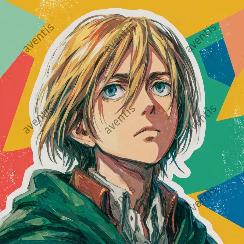 Aot Characters In Pop Art Sticker Style