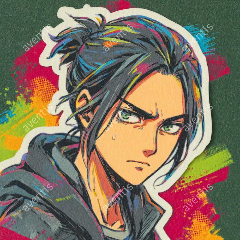 Aot Characters In Pop Art Sticker Style