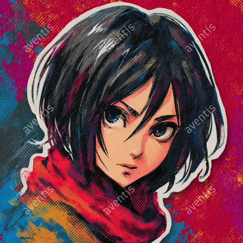 Aot Characters In Pop Art Sticker Style