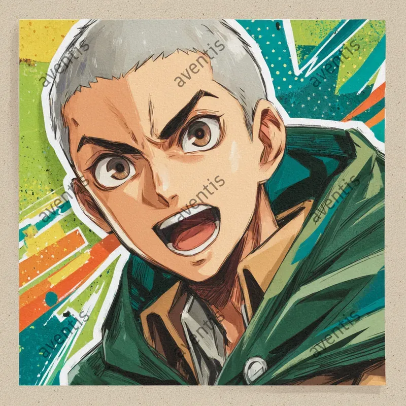 Aot Characters In Pop Art Sticker Style