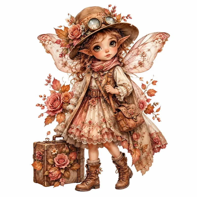 Whimsical Floral Fairy Character Clipart